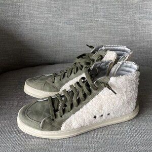 P448 Womens Skate Wad Hi Tops Sherpa Sneaker Shoes Green White Size 37